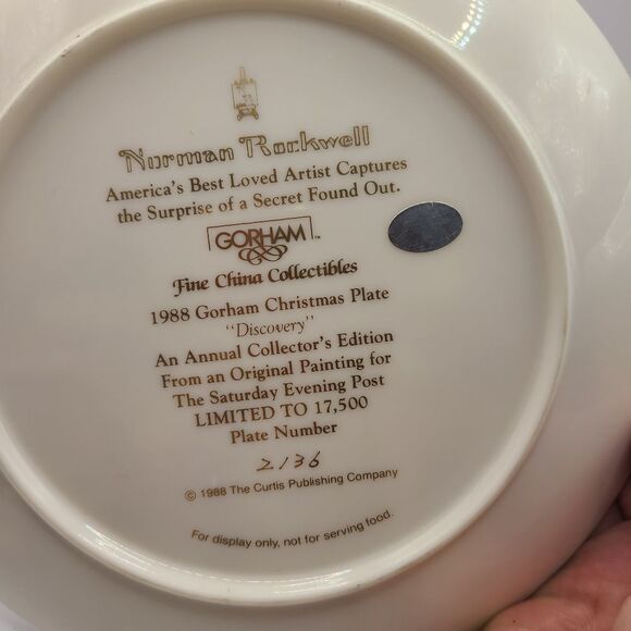 Gorham Christmas Norman Rockwell Collectors Plate - Picture 4 of 6